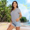 imageTACVASEN Womens TShirts UPF 50 Sun Protection VNeck Short Sleeve Tops Quick Dry Hiking Running Workout TShirtsLight Gray