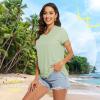 imageTACVASEN Womens TShirts UPF 50 Sun Protection VNeck Short Sleeve Tops Quick Dry Hiking Running Workout TShirtsLight Green
