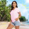 imageTACVASEN Womens TShirts UPF 50 Sun Protection VNeck Short Sleeve Tops Quick Dry Hiking Running Workout TShirtsLight Pink