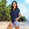 imageTACVASEN Womens TShirts UPF 50 Sun Protection VNeck Short Sleeve Tops Quick Dry Hiking Running Workout TShirtsNavy