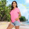 imageTACVASEN Womens TShirts UPF 50 Sun Protection VNeck Short Sleeve Tops Quick Dry Hiking Running Workout TShirtsRose Red