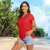 imageTACVASEN Womens TShirts UPF 50 Sun Protection VNeck Short Sleeve Tops Quick Dry Hiking Running Workout TShirtsTomato Red