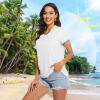 imageTACVASEN Womens TShirts UPF 50 Sun Protection VNeck Short Sleeve Tops Quick Dry Hiking Running Workout TShirtsWhite