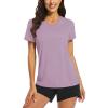 imageTACVASEN Womens TShirts UPF 50 Sun Protection VNeck Short Sleeve Tops Quick Dry Hiking Running Workout TShirtsGray Purple