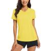 imageTACVASEN Womens TShirts UPF 50 Sun Protection VNeck Short Sleeve Tops Quick Dry Hiking Running Workout TShirtsYellow