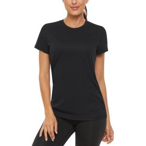imageTACVASEN Womens Short Sleeve Shirts Sun Protection TShrit UPF 50 Quick Dry Outdoor Yoga Running Gym Workout TopsBlack