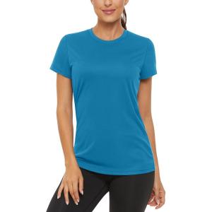 imageTACVASEN Womens Short Sleeve Shirts Sun Protection TShrit UPF 50 Quick Dry Outdoor Yoga Running Gym Workout TopsBlue Green