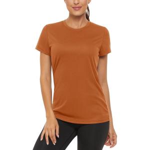 imageTACVASEN Womens Short Sleeve Shirts Sun Protection TShrit UPF 50 Quick Dry Outdoor Yoga Running Gym Workout TopsDark Orange