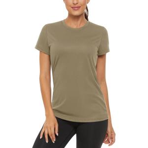 imageTACVASEN Womens Short Sleeve Shirts Sun Protection TShrit UPF 50 Quick Dry Outdoor Yoga Running Gym Workout TopsDgreen
