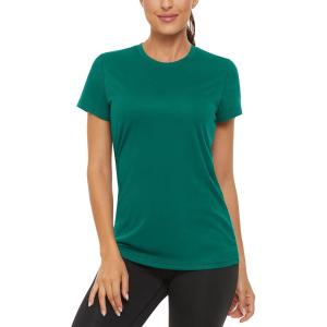 imageTACVASEN Womens Short Sleeve Shirts Sun Protection TShrit UPF 50 Quick Dry Outdoor Yoga Running Gym Workout TopsEgreen