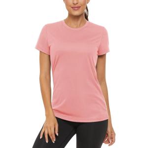 imageTACVASEN Womens Short Sleeve Shirts Sun Protection TShrit UPF 50 Quick Dry Outdoor Yoga Running Gym Workout TopsGrey Pink