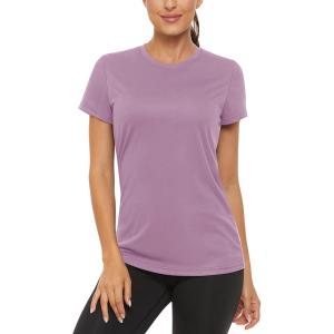 imageTACVASEN Womens Short Sleeve Shirts Sun Protection TShrit UPF 50 Quick Dry Outdoor Yoga Running Gym Workout TopsGrey Purple