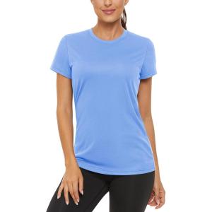 imageTACVASEN Womens Short Sleeve Shirts Sun Protection TShrit UPF 50 Quick Dry Outdoor Yoga Running Gym Workout TopsLight Blue
