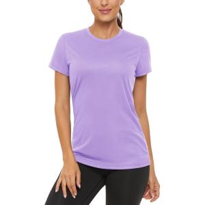 imageTACVASEN Womens Short Sleeve Shirts Sun Protection TShrit UPF 50 Quick Dry Outdoor Yoga Running Gym Workout TopsLight Purple