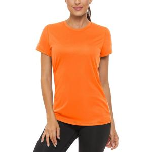 imageTACVASEN Womens Short Sleeve Shirts Sun Protection TShrit UPF 50 Quick Dry Outdoor Yoga Running Gym Workout TopsOrange