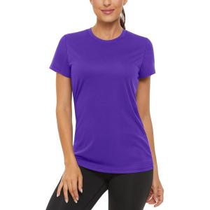 imageTACVASEN Womens Short Sleeve Shirts Sun Protection TShrit UPF 50 Quick Dry Outdoor Yoga Running Gym Workout TopsPurple