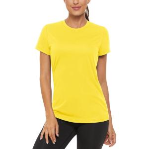 imageTACVASEN Womens Short Sleeve Shirts Sun Protection TShrit UPF 50 Quick Dry Outdoor Yoga Running Gym Workout TopsYellow
