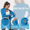 imageTACVASEN Womens Athletic Jackets Lightweight UV Protection Shirts Full Zip Workout Jacket UPF 50 Long Sleeve Sun ShirtGreen Blue