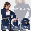imageTACVASEN Womens Athletic Jackets Lightweight UV Protection Shirts Full Zip Workout Jacket UPF 50 Long Sleeve Sun ShirtNavy