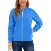 imageTACVASEN Womens Bomber Jackets Lightweight Casual Jacket Full Zip Windbreaker Fall JacketAzure Blue