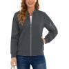 imageTACVASEN Womens Bomber Jackets Lightweight Casual Jacket Full Zip Windbreaker Fall JacketDark Grey