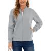 imageTACVASEN Womens Bomber Jackets Lightweight Casual Jacket Full Zip Windbreaker Fall JacketLight Grey