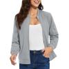 imageTACVASEN Womens Bomber Jackets Lightweight Casual Jacket Full Zip Windbreaker Fall JacketLight Grey