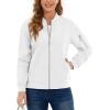 imageTACVASEN Womens Bomber Jackets Lightweight Casual Jacket Full Zip Windbreaker Fall JacketWhite
