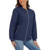 imageTACVASEN Womens Diamond Quilted Jackets Lightweight Casual Bomber Jacket Warm Winter Coats Full Zip with PocketsNavy Blue