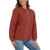 imageTACVASEN Womens Diamond Quilted Jackets Lightweight Casual Bomber Jacket Warm Winter Coats Full Zip with PocketsOrange Red