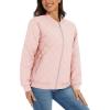 imageTACVASEN Womens Diamond Quilted Jackets Lightweight Casual Bomber Jacket Warm Winter Coats Full Zip with PocketsSakura Pink