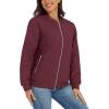 imageTACVASEN Womens Diamond Quilted Jackets Lightweight Casual Bomber Jacket Warm Winter Coats Full Zip with PocketsWine Red