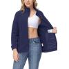 imageTACVASEN Womens Soft Fleece Jacket Lightweight Full Zip Sweatshirts Coat Casual Winter Warm Sweaters with PocketsNavy