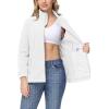 imageTACVASEN Womens Soft Fleece Jacket Lightweight Full Zip Sweatshirts Coat Casual Winter Warm Sweaters with PocketsWhite