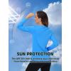 imageTACVASEN Womens UPF 50 Sun Protection V Neck Long Sleeve Tops Quick Dry Hiking Running Workout TShirtsAzure