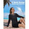 imageTACVASEN Womens UPF 50 Sun Protection V Neck Long Sleeve Tops Quick Dry Hiking Running Workout TShirtsBlack