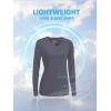 imageTACVASEN Womens UPF 50 Sun Protection V Neck Long Sleeve Tops Quick Dry Hiking Running Workout TShirtsDark Gray