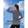 imageTACVASEN Womens UPF 50 Sun Protection V Neck Long Sleeve Tops Quick Dry Hiking Running Workout TShirtsDark Gray