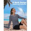 imageTACVASEN Womens UPF 50 Sun Protection V Neck Long Sleeve Tops Quick Dry Hiking Running Workout TShirtsDark Gray