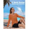 imageTACVASEN Womens UPF 50 Sun Protection V Neck Long Sleeve Tops Quick Dry Hiking Running Workout TShirtsDark Orange
