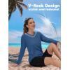 imageTACVASEN Womens UPF 50 Sun Protection V Neck Long Sleeve Tops Quick Dry Hiking Running Workout TShirtsGray Blue