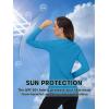 imageTACVASEN Womens UPF 50 Sun Protection V Neck Long Sleeve Tops Quick Dry Hiking Running Workout TShirtsGreen Blue