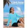 imageTACVASEN Womens UPF 50 Sun Protection V Neck Long Sleeve Tops Quick Dry Hiking Running Workout TShirtsIce Blue