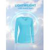 imageTACVASEN Womens UPF 50 Sun Protection V Neck Long Sleeve Tops Quick Dry Hiking Running Workout TShirtsIce Blue