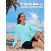 imageTACVASEN Womens UPF 50 Sun Protection V Neck Long Sleeve Tops Quick Dry Hiking Running Workout TShirtsLake Blue