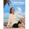 imageTACVASEN Womens UPF 50 Sun Protection V Neck Long Sleeve Tops Quick Dry Hiking Running Workout TShirtsLight Apricot