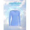 imageTACVASEN Womens UPF 50 Sun Protection V Neck Long Sleeve Tops Quick Dry Hiking Running Workout TShirtsLight Blue