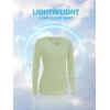 imageTACVASEN Womens UPF 50 Sun Protection V Neck Long Sleeve Tops Quick Dry Hiking Running Workout TShirtsLight Green