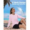 imageTACVASEN Womens UPF 50 Sun Protection V Neck Long Sleeve Tops Quick Dry Hiking Running Workout TShirtsLight Pink