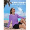 imageTACVASEN Womens UPF 50 Sun Protection V Neck Long Sleeve Tops Quick Dry Hiking Running Workout TShirtsLight Purple